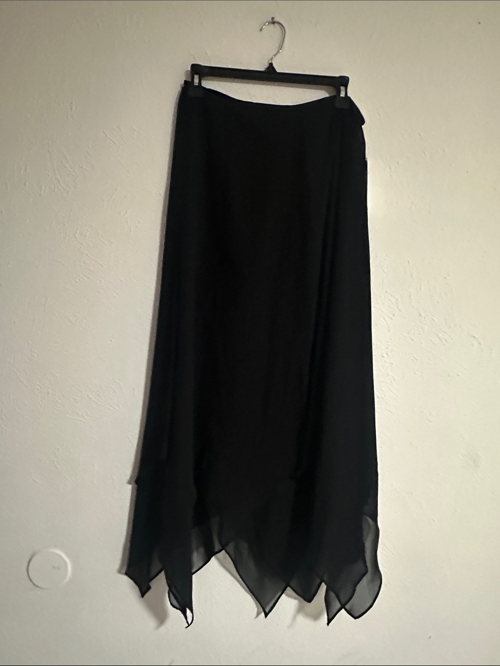 Cachet Black Asymmetrical Hem Chiffon Maxi Skirt